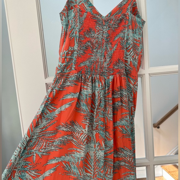 Parker Orange and Blue Maxi dress with ruched back and zipper. - Picture 6 of 6